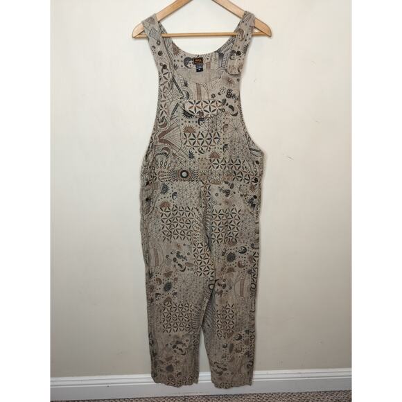 Rising International Overalls Jumpsuit Mushrooms Hippie Nature - Picture 1 of 10